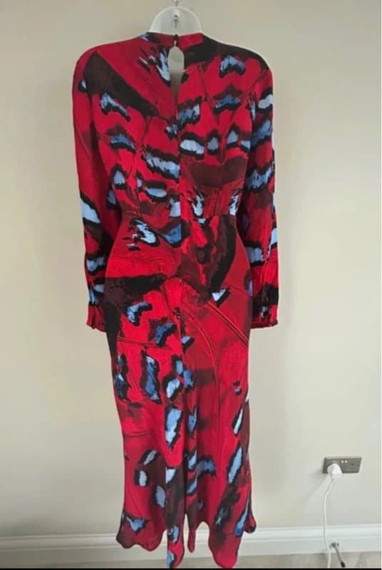 Mint Velvet NEW (shop floor) Mint Velvet Red Ashley Bias Cut Midi Dress - RRP £165- UK 10