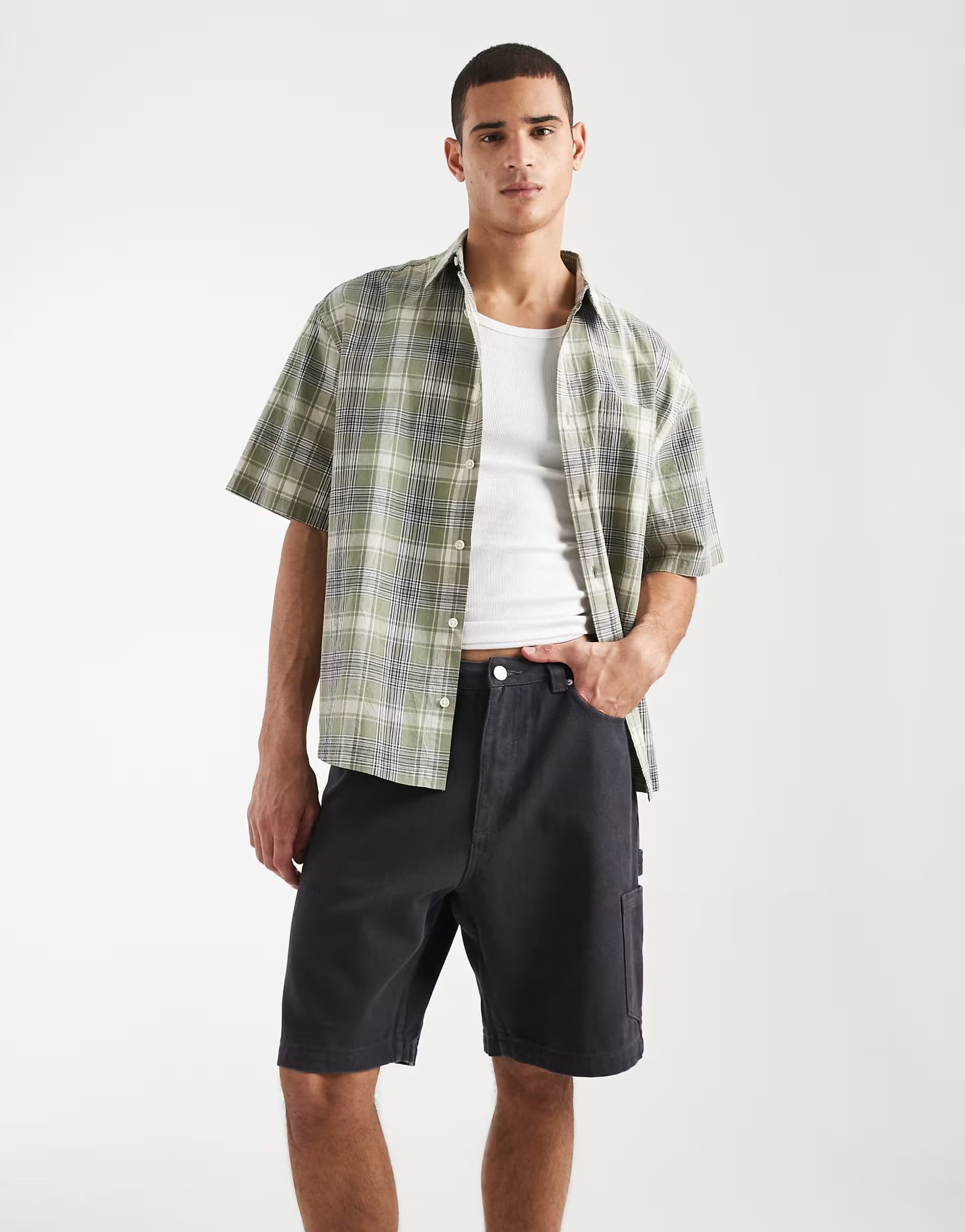 ASOS Santa Cruz Carpenter Big Shorts in Washed Black Canvas