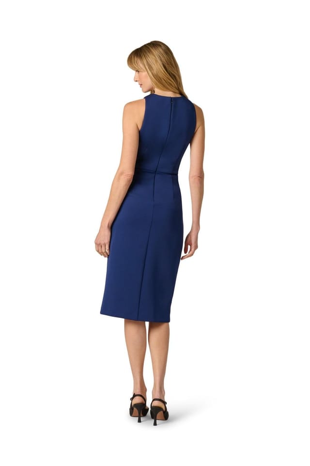 Adrianna Papell Adrianna Papell Women's Halter Ruffle Midi Dress in Navy - 3