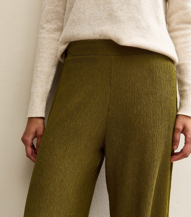 New Look Women's Light Khaki Crinkled Wide Leg Trousers New Look - 2