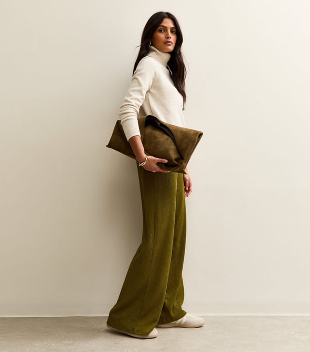 New Look Women's Light Khaki Crinkled Wide Leg Trousers New Look - 3