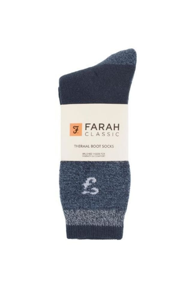 Farah FARAH Men's 2 Pack Thermal Walking Boot Socks in Navy - 2