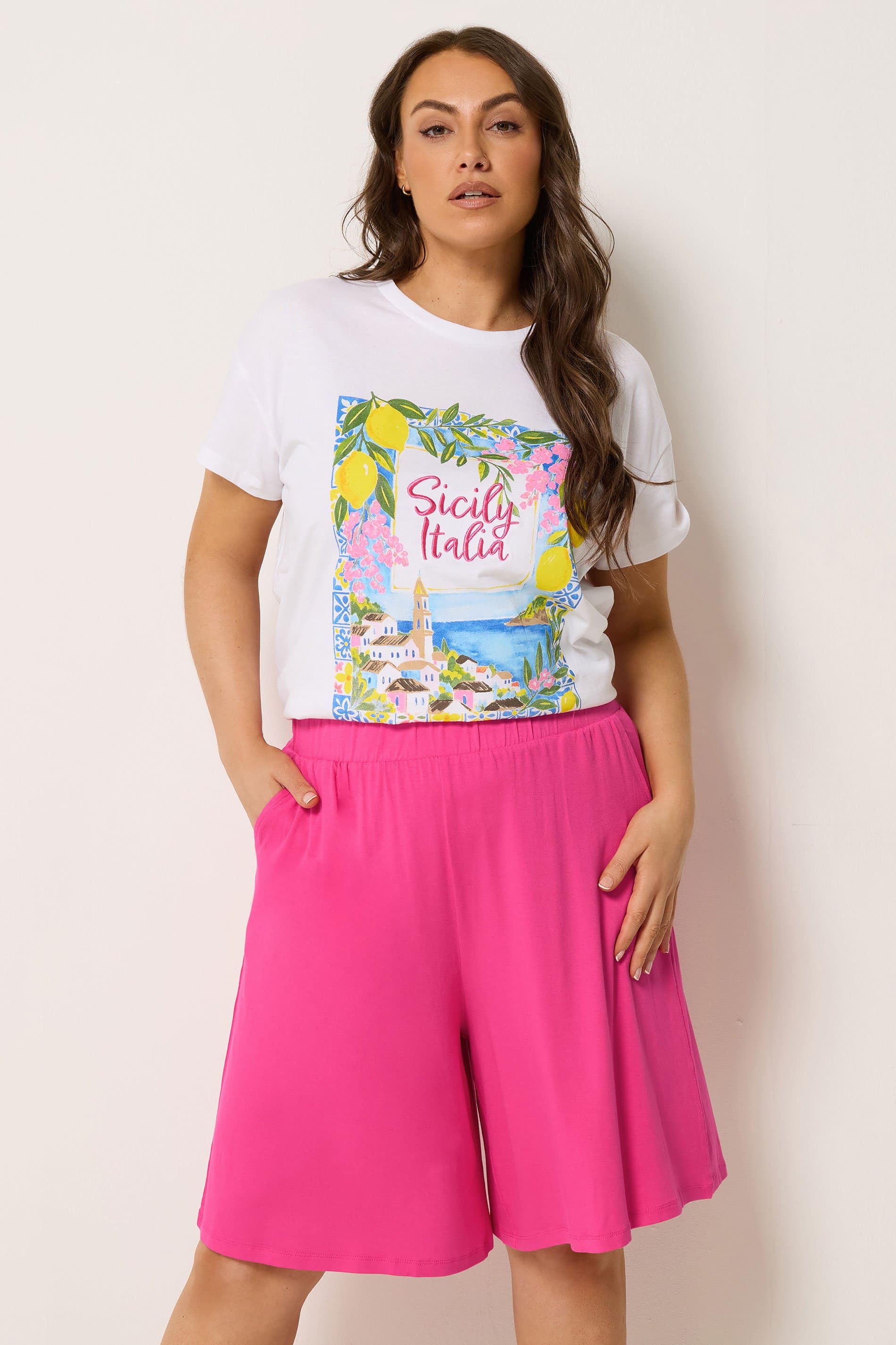 Yours Plus Size Pink Pocket Shorts