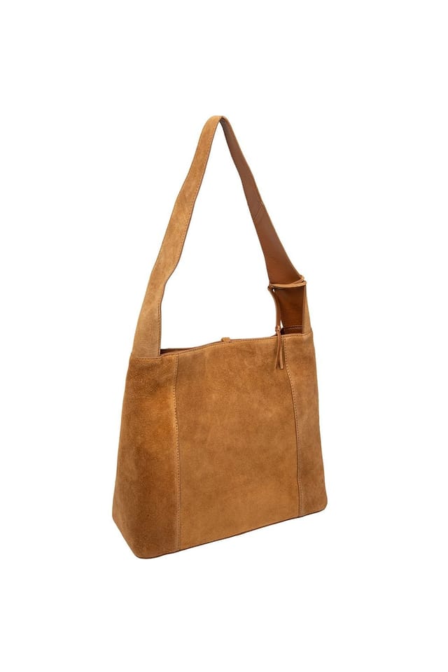 Cultured London Cultured London Women's 'Anitta' Suede Shoulder Bag in Tan - 3