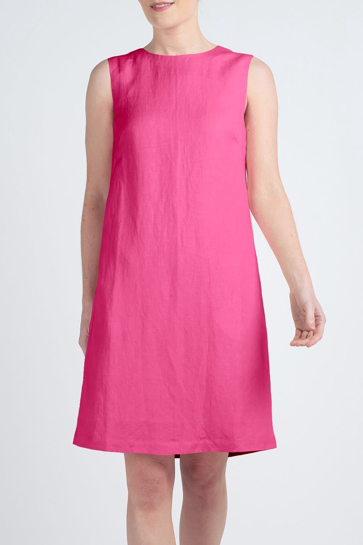 Kettlewell Kettlewell Women's Sleeveless Linen Shift Dress in Fuchsia
