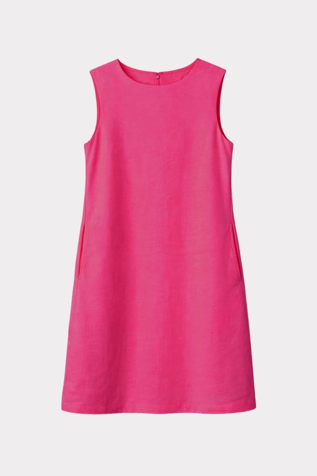 Kettlewell Kettlewell Women's Sleeveless Linen Shift Dress in Fuchsia - 2