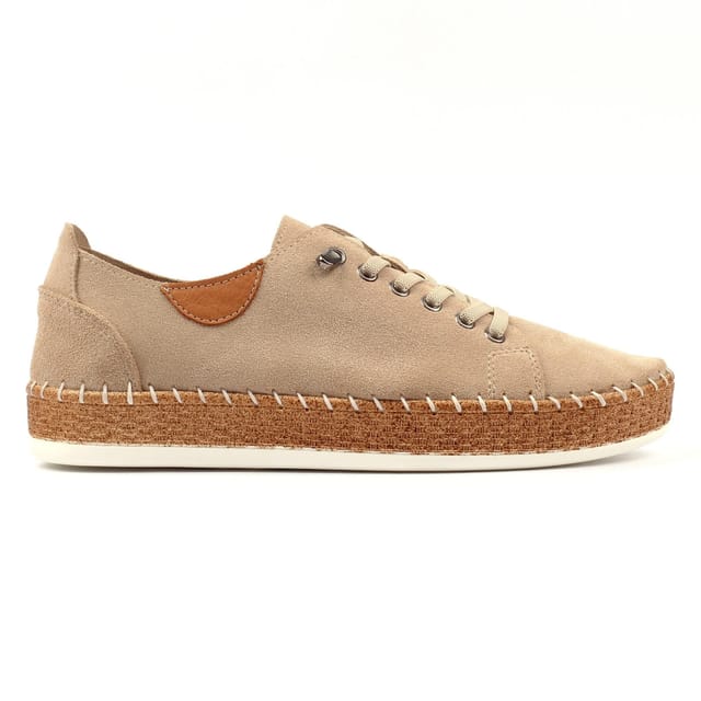 Lunar Lunar Women's Maddison II Suede Plimsolls in Beige - 3