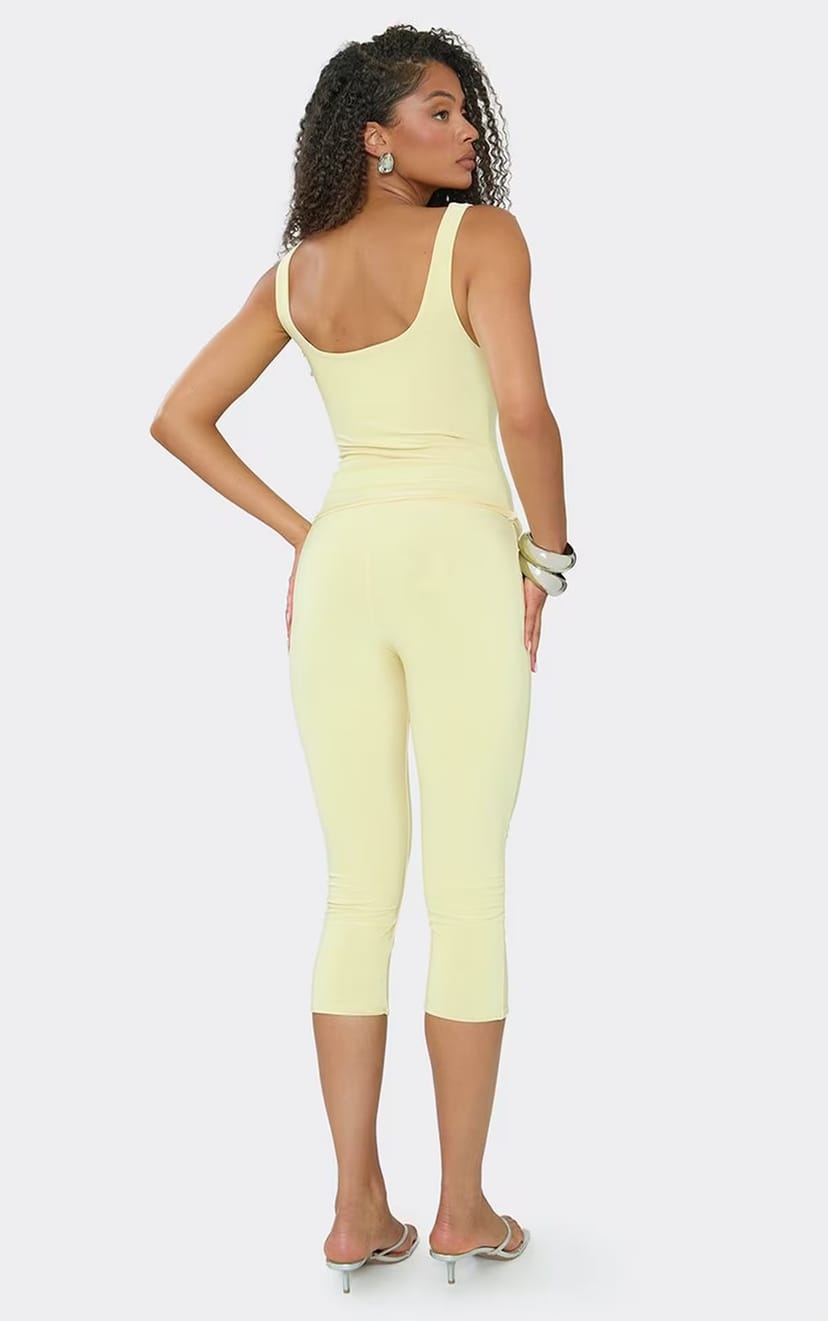 EGO Capri Trousers In Lemon Slinky, Women's Size UK 6 - 1