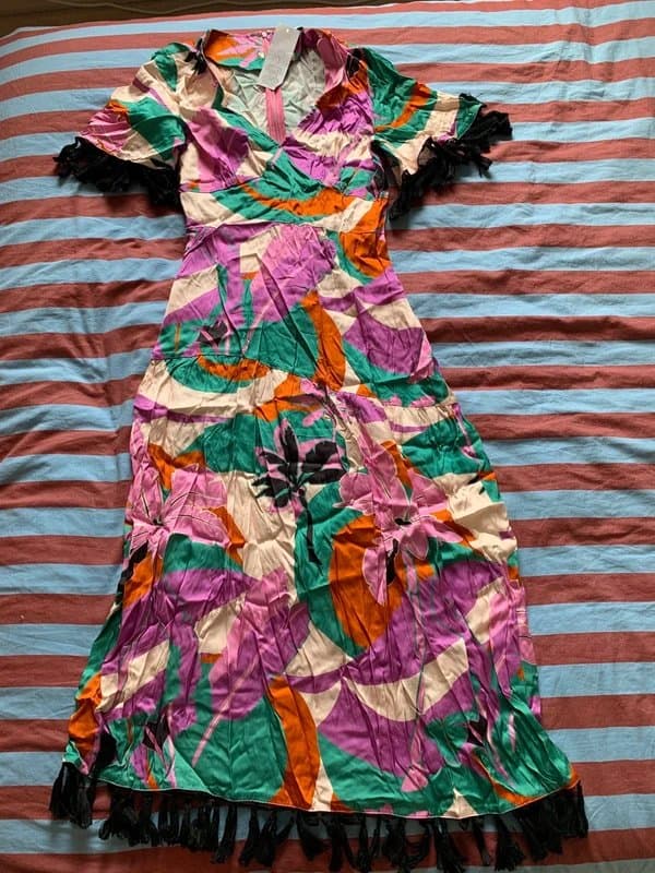 Never Fully Dressed Never fully dressed fringe tropical print maxi dress