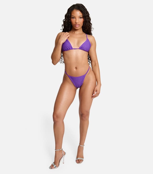 Public Desire Women's Dark Purple Diamanté Detail Bikini Top Public Desire New Look - 3