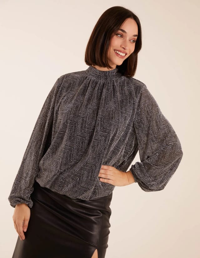 Blue Vanilla Puffball High Neck Top - 2