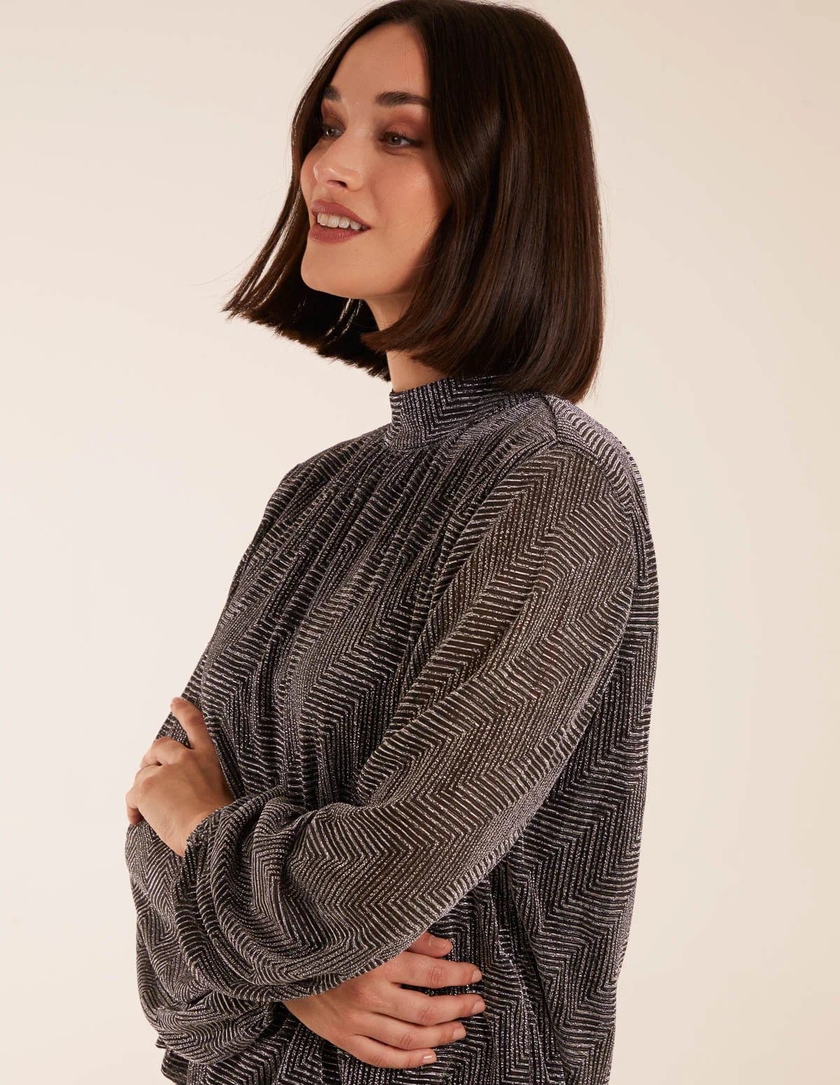Blue Vanilla Puffball High Neck Top - 4