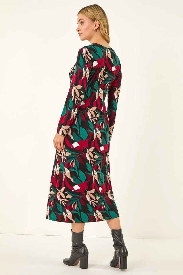 Dusk Dusk Women's Floral Print Stretch Midi Dress - 3