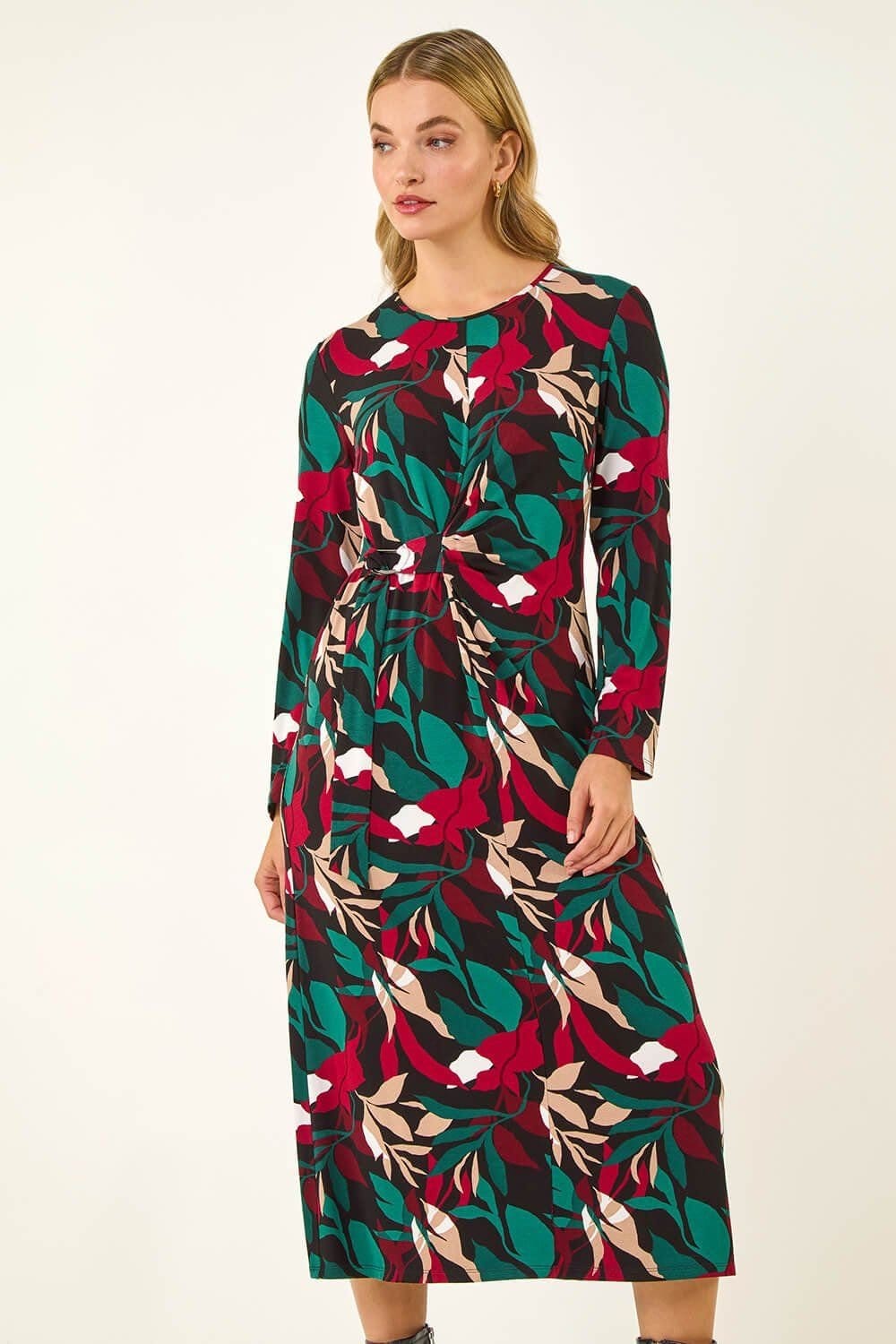 Dusk Dusk Women's Floral Print Stretch Midi Dress - 4
