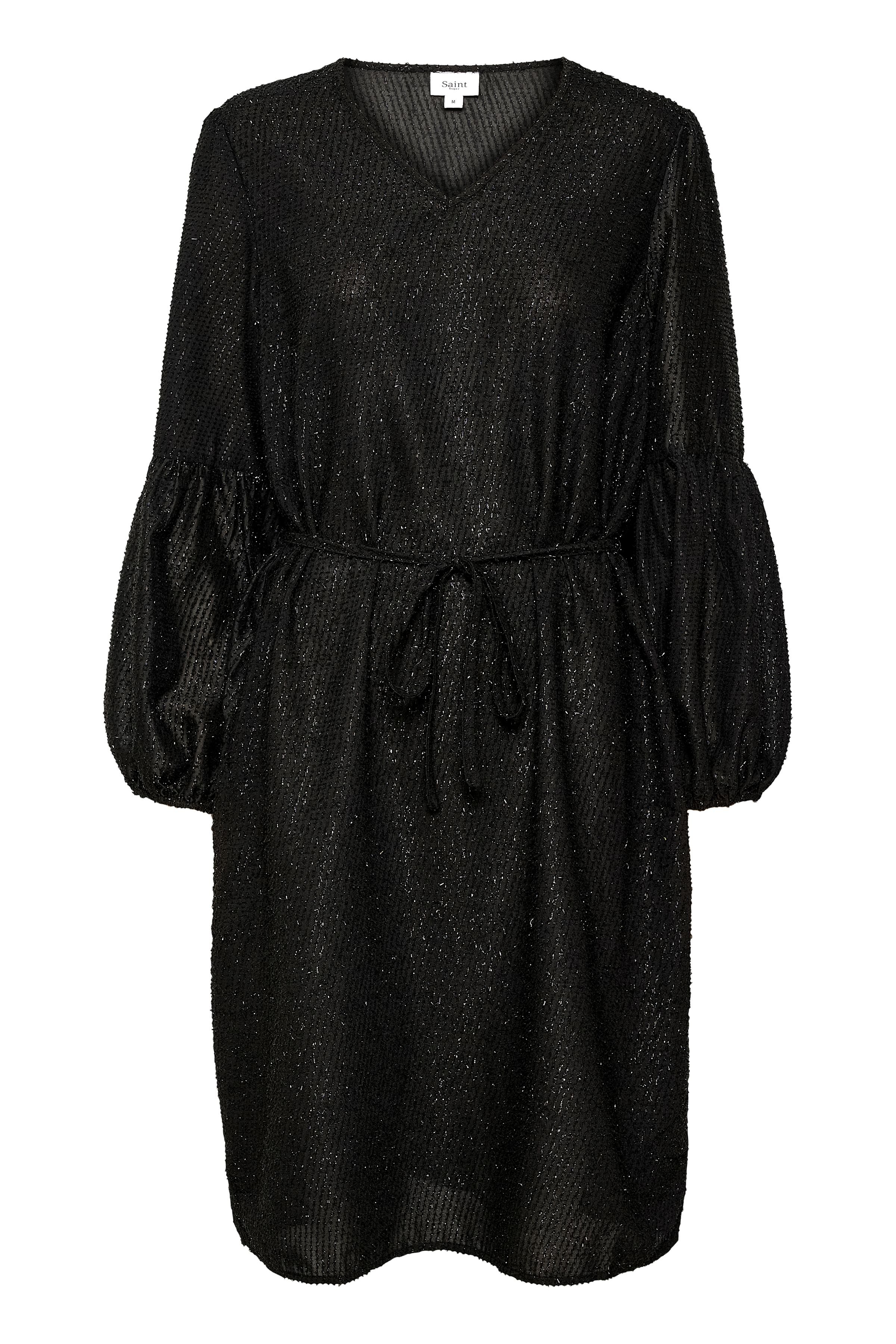 Saint Tropez Saint Tropez Women's BriSZ V-neck Glitter Casual Fit Dress in Black - 2