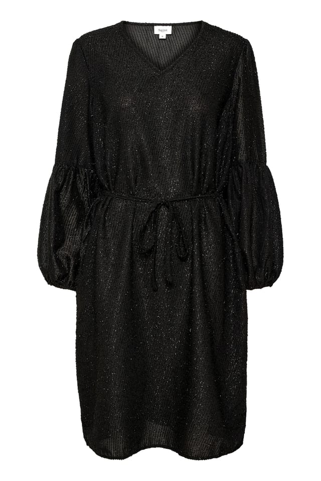 Saint Tropez Saint Tropez Women's BriSZ V-neck Glitter Casual Fit Dress in Black - 2