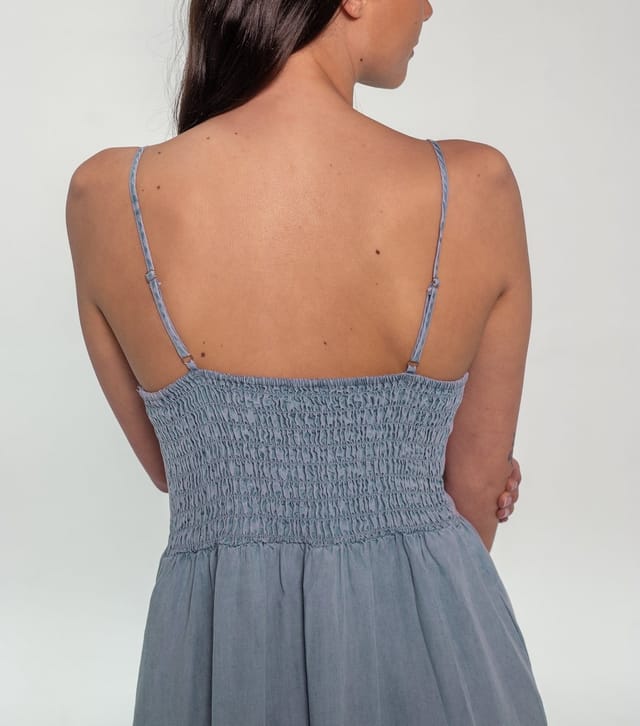 Sunshine Soul Women's Light Blue Chambray Button Front Cami Midi Dress Sunshine Soul New Look - 3