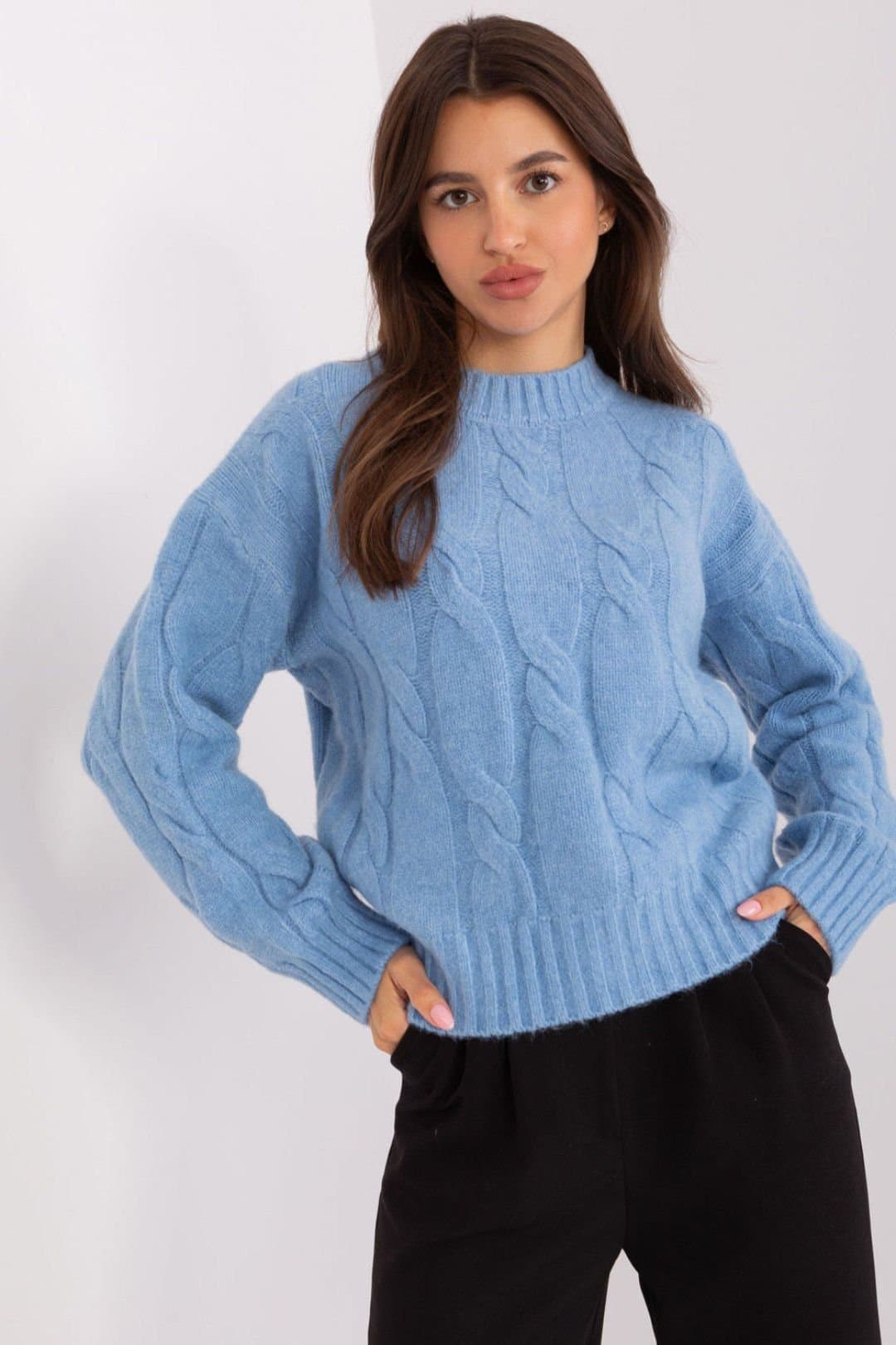 Love Lace Love Lace Women's Elegant Acrylic Variegated Work Sweater in Blue