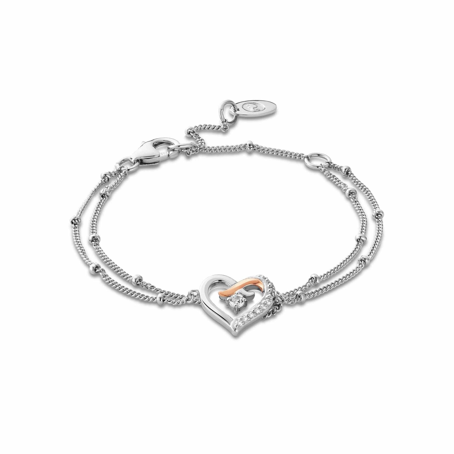 Clogau Clogau Women's Forever Yours Sterling Silver Kiss Double-Chain Bracelet with Topaz in Metallics
