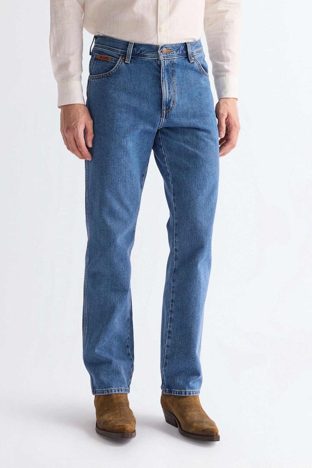 Wrangler Wrangler Men's Texas Regular Fit Jeans Vintage Stonewash in Blue