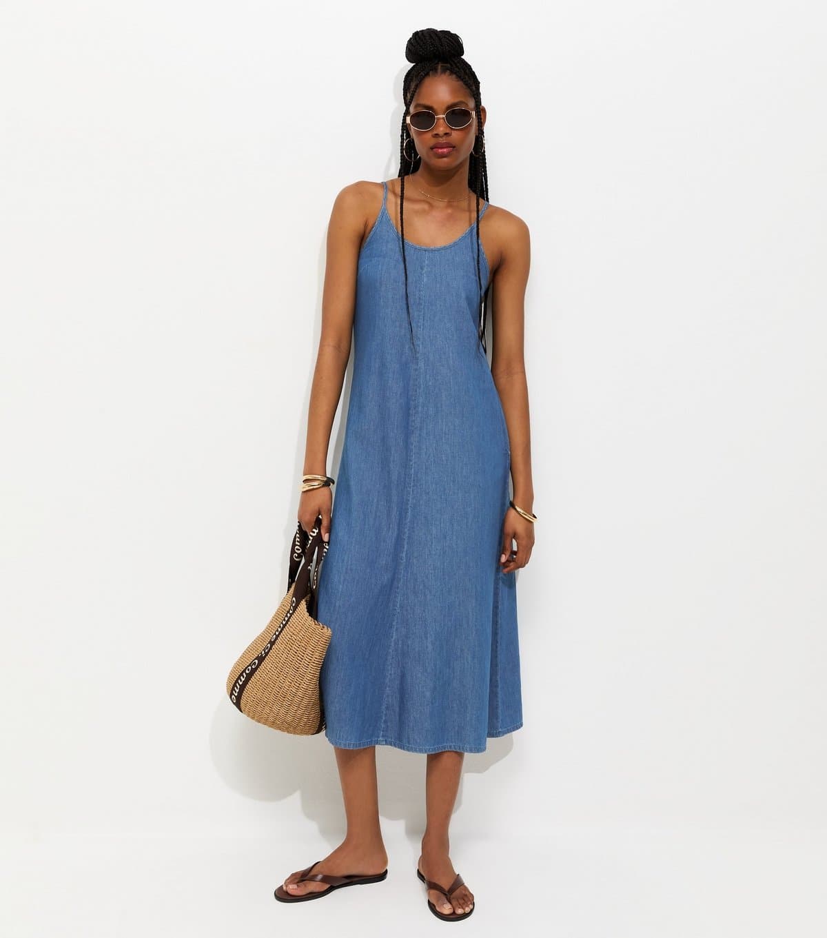 New Look Women's Blue Denim Midaxi Dress New Look
