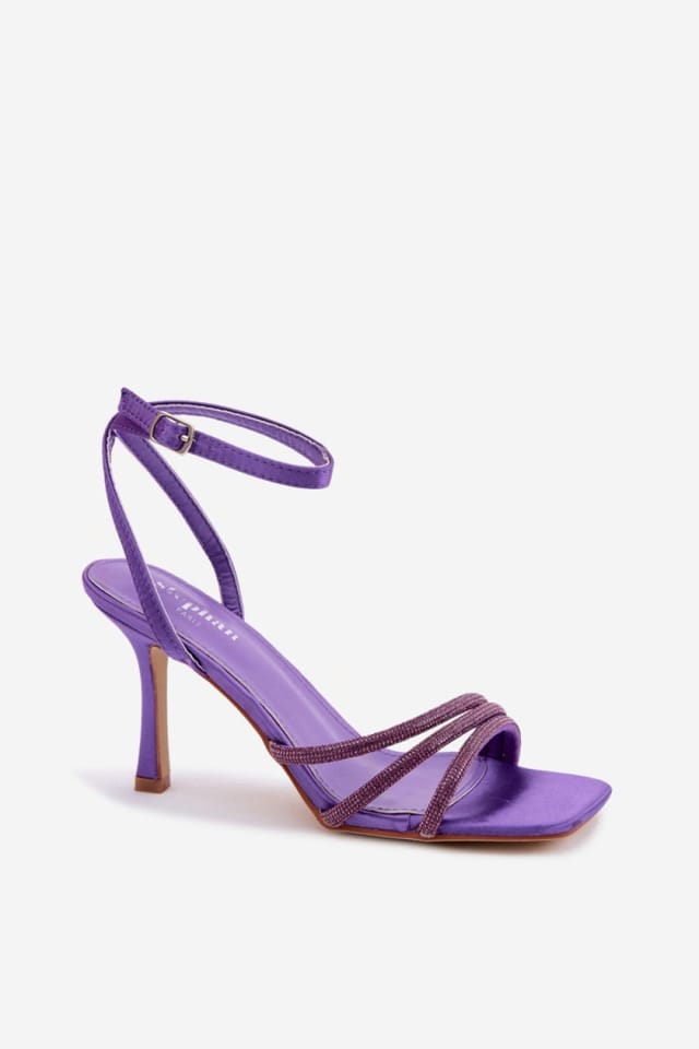 Love Lace Love Lace Women's Zircon Strappy High Heel Sandals with Buckle Closure Evening in Violet - 2