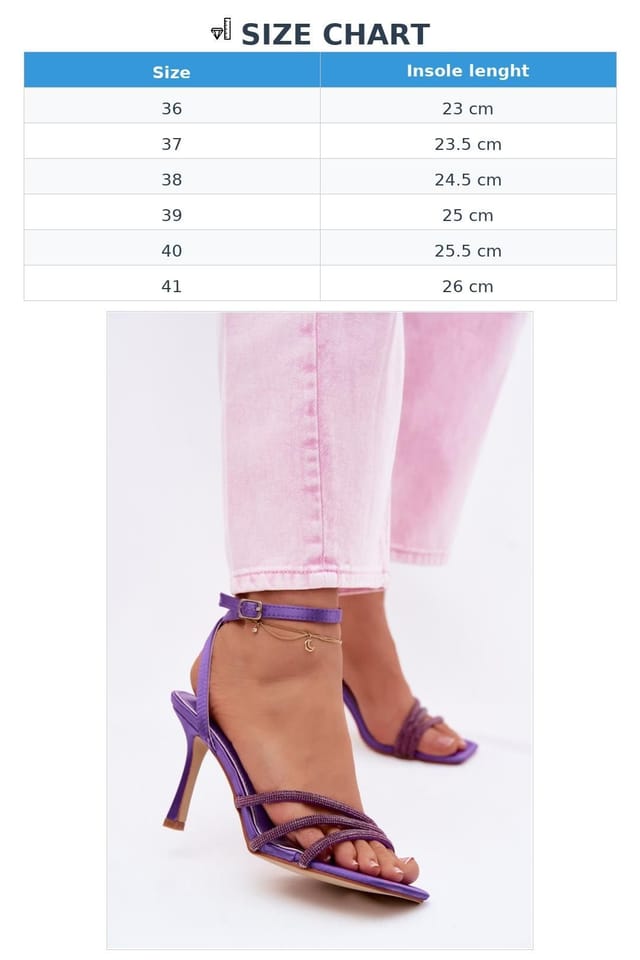 Love Lace Love Lace Women's Zircon Strappy High Heel Sandals with Buckle Closure Evening in Violet - 3