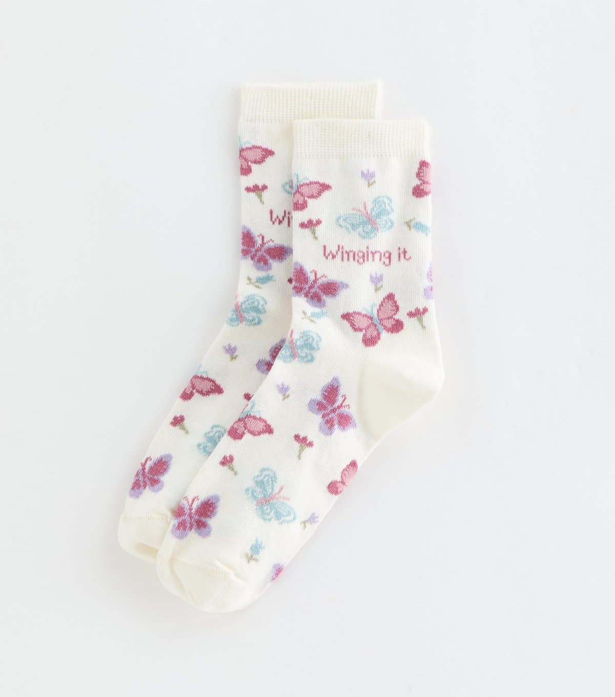 New Look New Look White Butterfly Pattern Socks