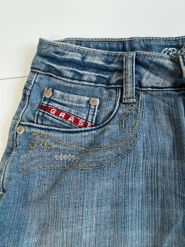 Vintage Vintage Y2K blue denim mini skirt low rise faded wash - XS S