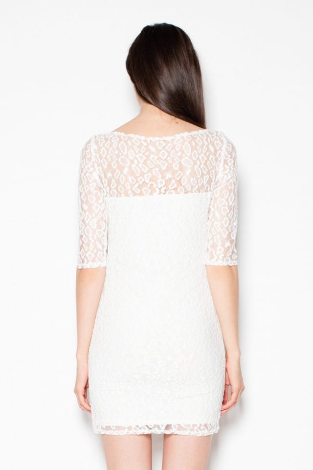 Love Lace Love Lace Women's Chic Lace Evening Dress With 3/4 Sleeves Style 77253 in White - 2