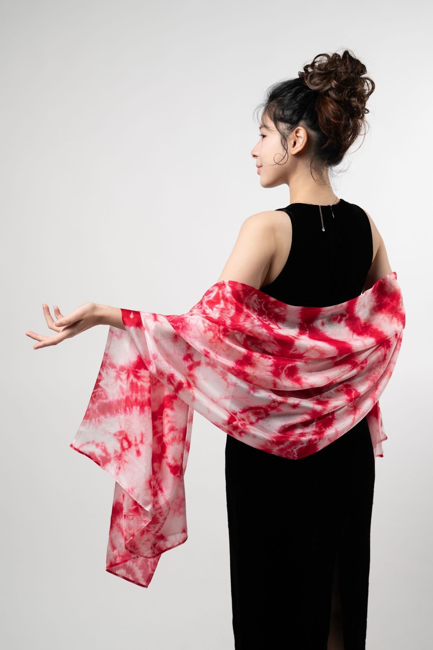 Silk and Bears Silk and Bears Crimson Red Shibori Silk Scarf