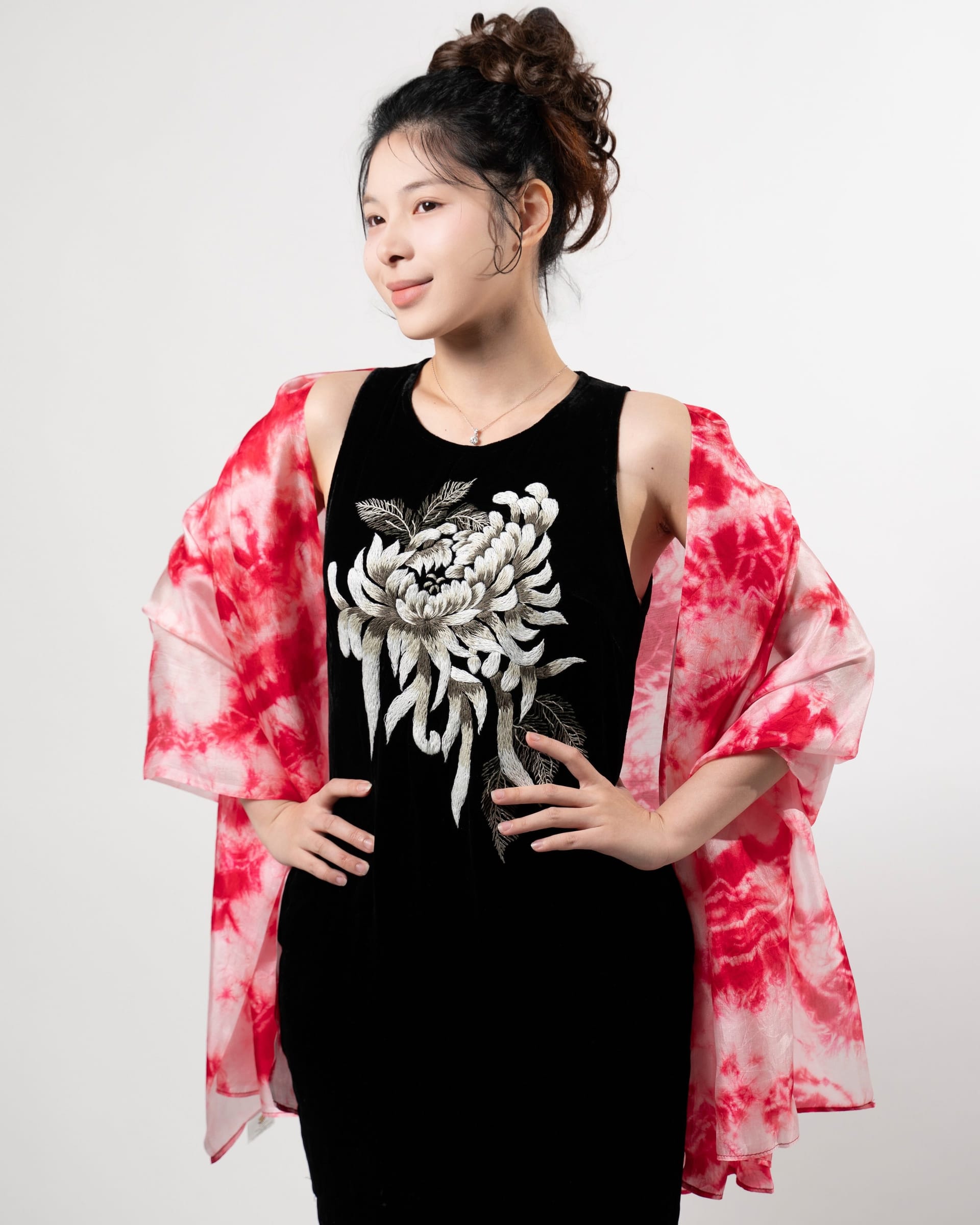 Silk and Bears Silk and Bears Women's Crimson Red Shibori Silk Scarf- Hand Dyed Mulberry Silk Shawl Wrap - 4