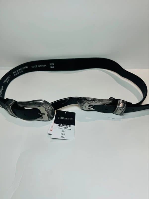 Topshop Topshop Black Western Double Buckle Belt