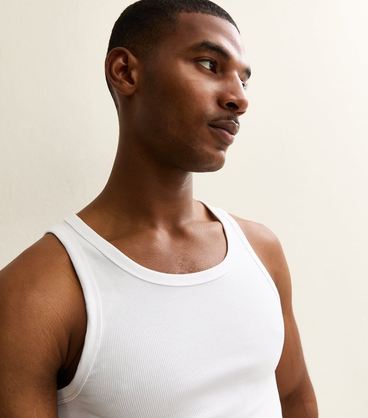 New Look Men's White Muscle Fit Ribbed Jersey Vest New Look
