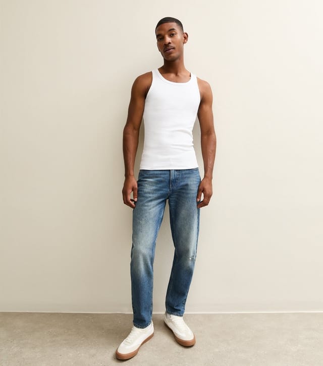 New Look Men's White Muscle Fit Ribbed Jersey Vest New Look - 3