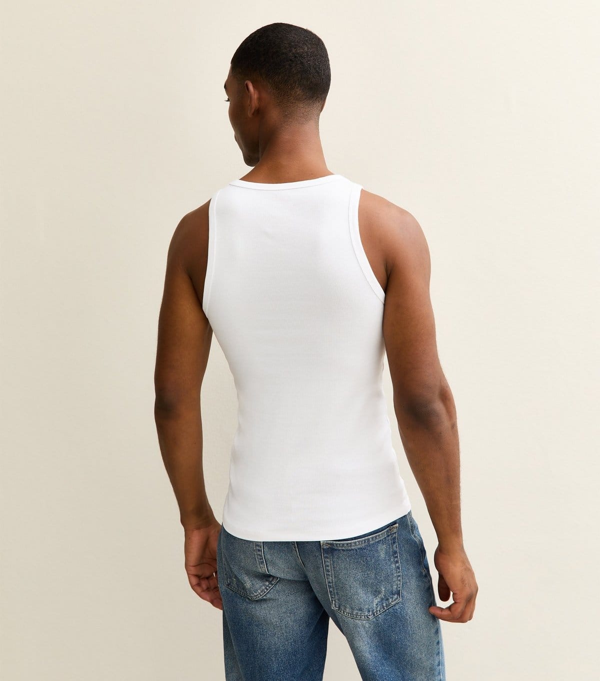 New Look Men's White Muscle Fit Ribbed Jersey Vest New Look - 4