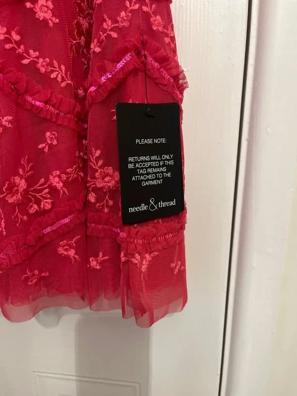 Needle & Thread New with tags Needle &Thread London Azalea pink ruffle dress size 18