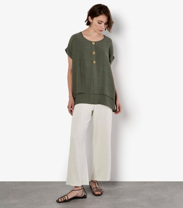 Apricot Women's Khaki Layered Hem Top Apricot New Look - 2