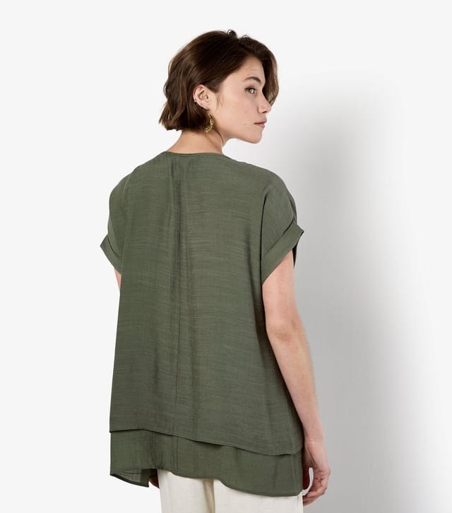 Apricot Women's Khaki Layered Hem Top Apricot New Look - 3