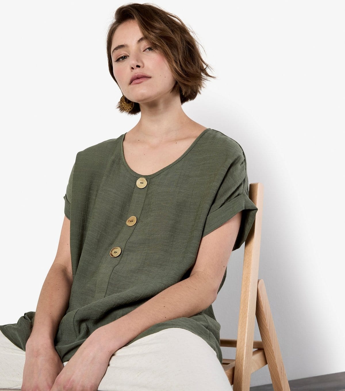Apricot Women's Khaki Layered Hem Top Apricot New Look - 4