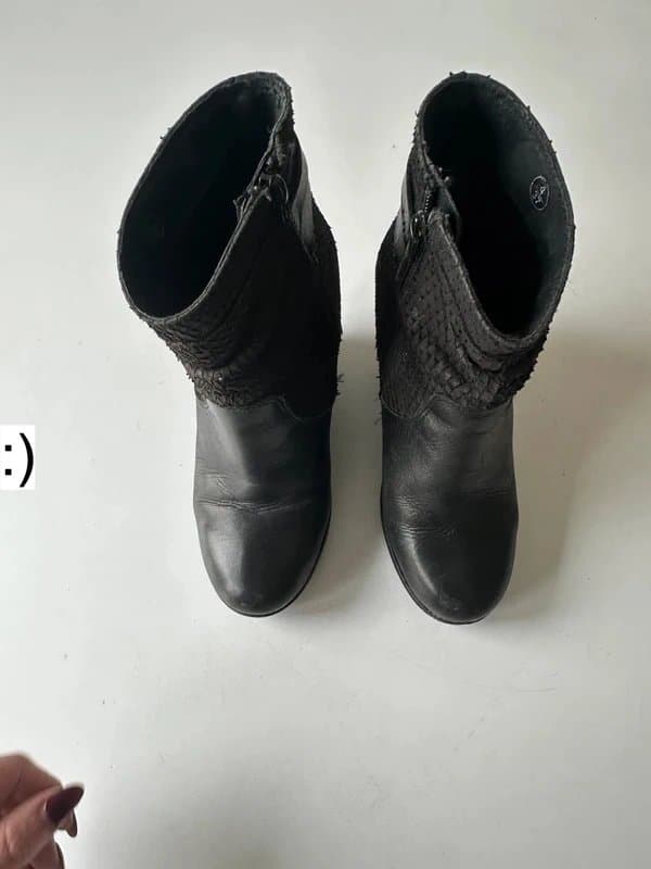 OFFICE Office high heel wedge ankle boots 4 apocalypse rocker biker real leather charcoal black