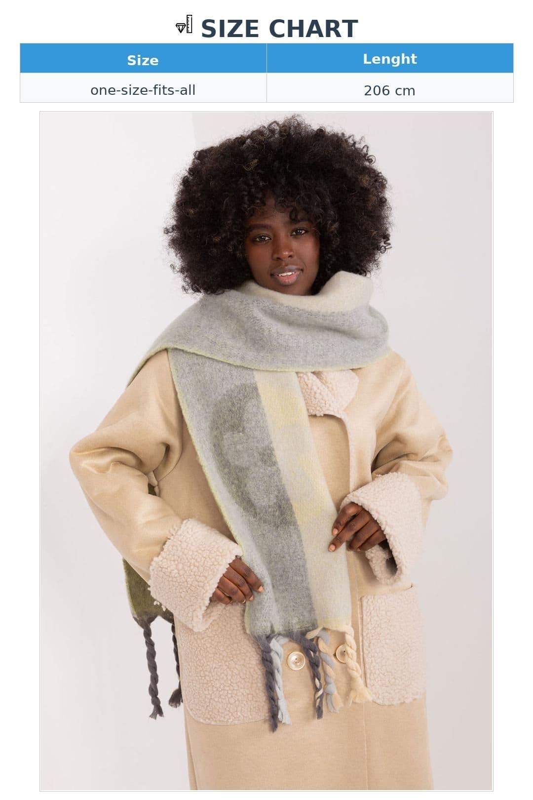 Love Lace Love Lace Women's Long Autumn Winter Striped Polyester Scarf with Tassels in Green - 4