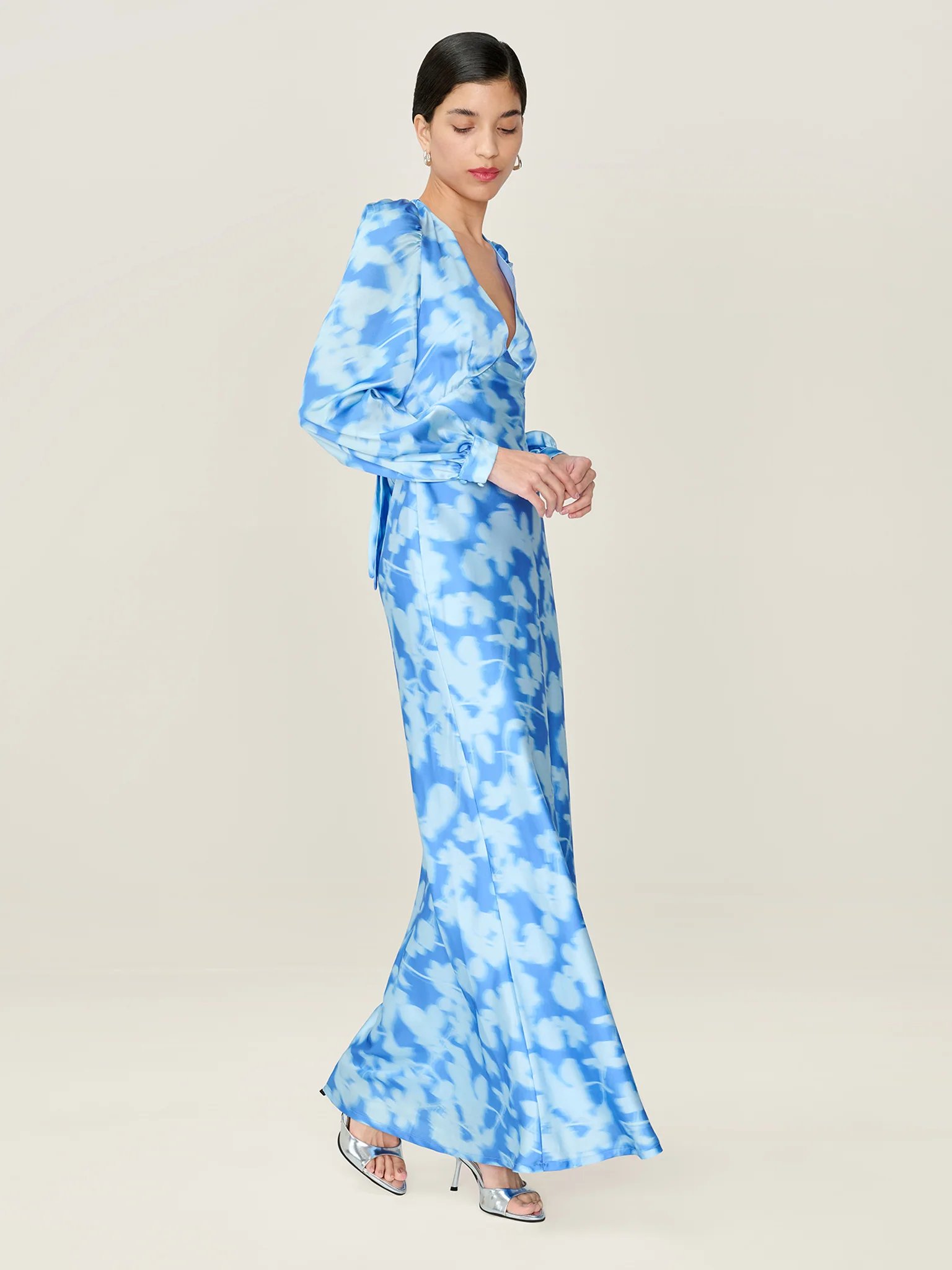 OMNES Francoise Dress in Blue Blurred Floral - 3