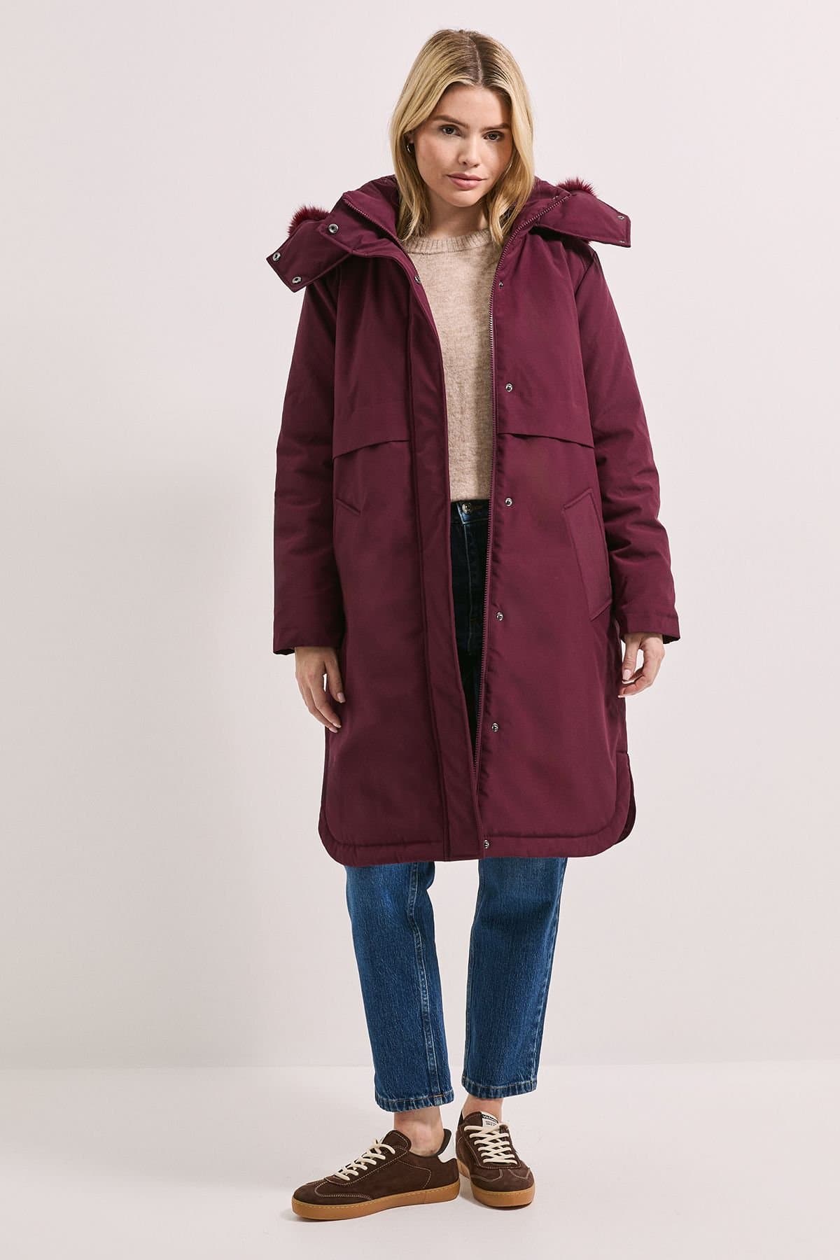 Dorothy Perkins Dorothy Perkins Women's Glam Padded Parka in Berry