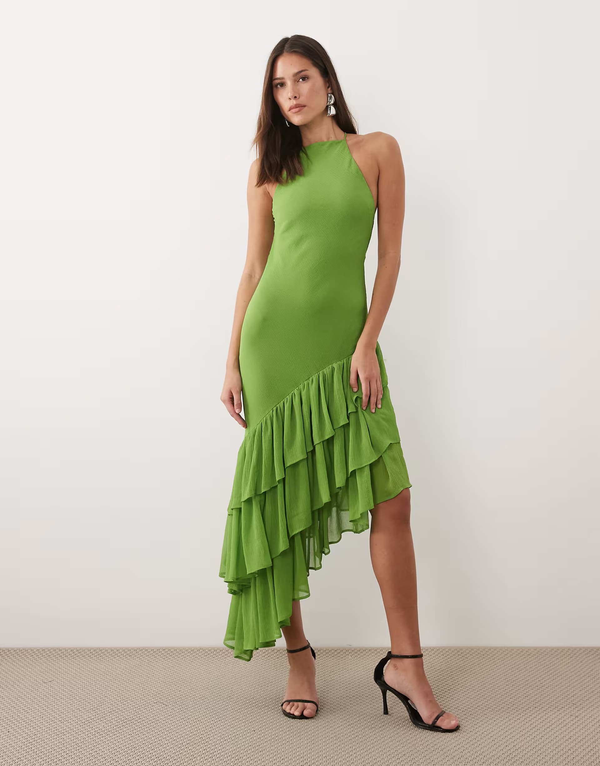 ASOS ASOS DESIGN cami ruffle hem maxi dress in green