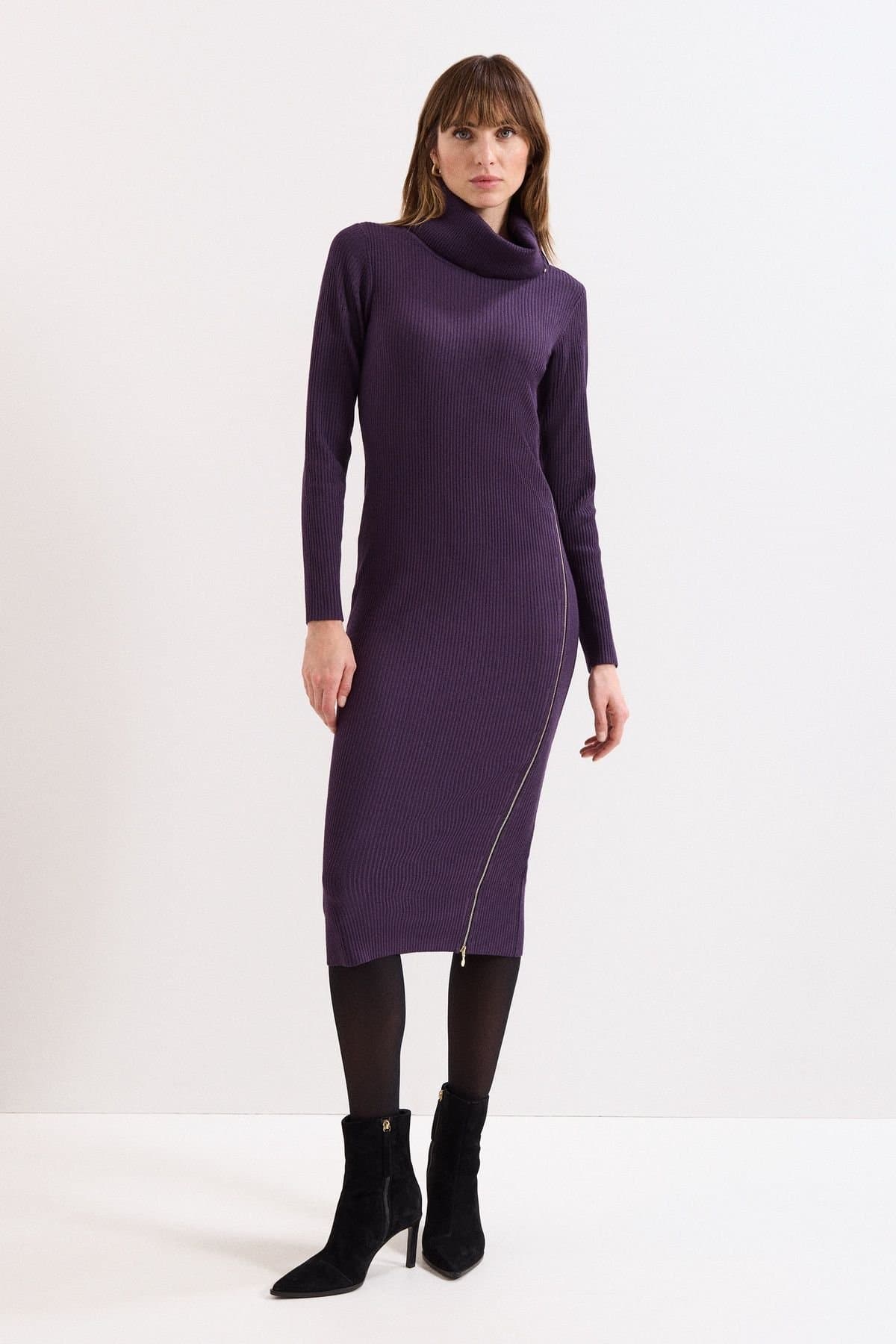 Phase Eight Phase Eight Women's Hartley Zip Dress in Aubergine