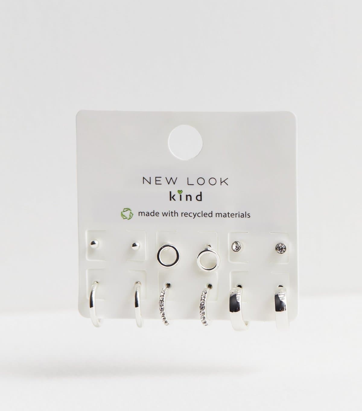 New Look Pack of 6 Silver Tone Hoop and Diamante Earrings New Look