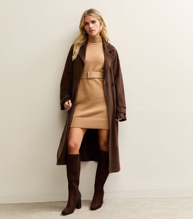 New Look Women's Petite Camel Belted Knit Mini Dress New Look - 3