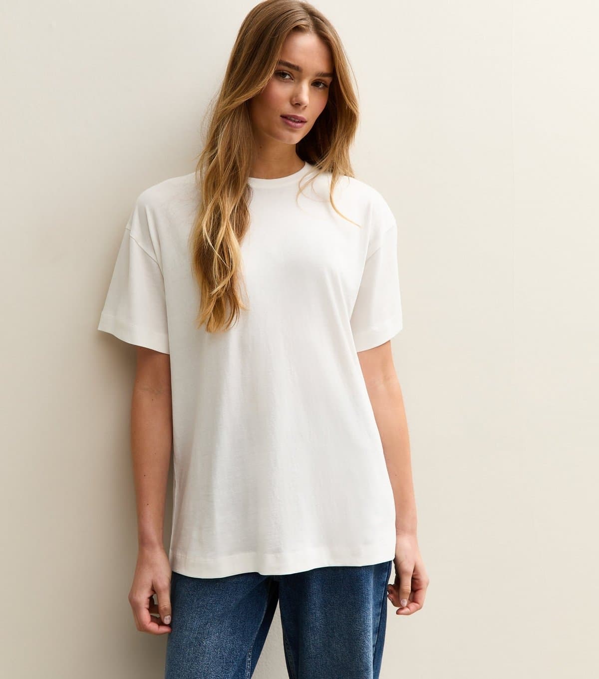 New Look New Look Off White Oversized Crew Neck T-Shirt