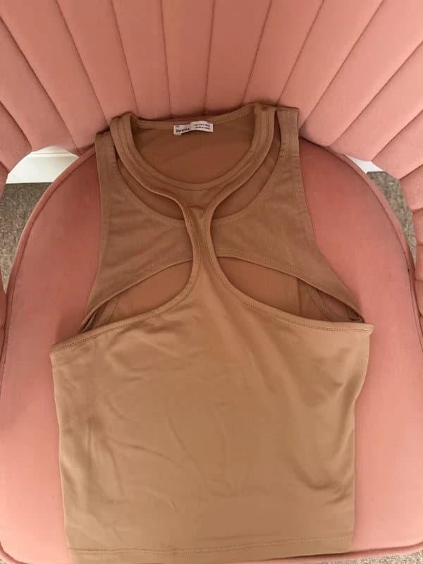 Bershka Bershka crop top size S node halter-neck tulle sheer chiffon cut out vest